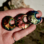 Titanium Aura Black Obsidian Crescent Moon