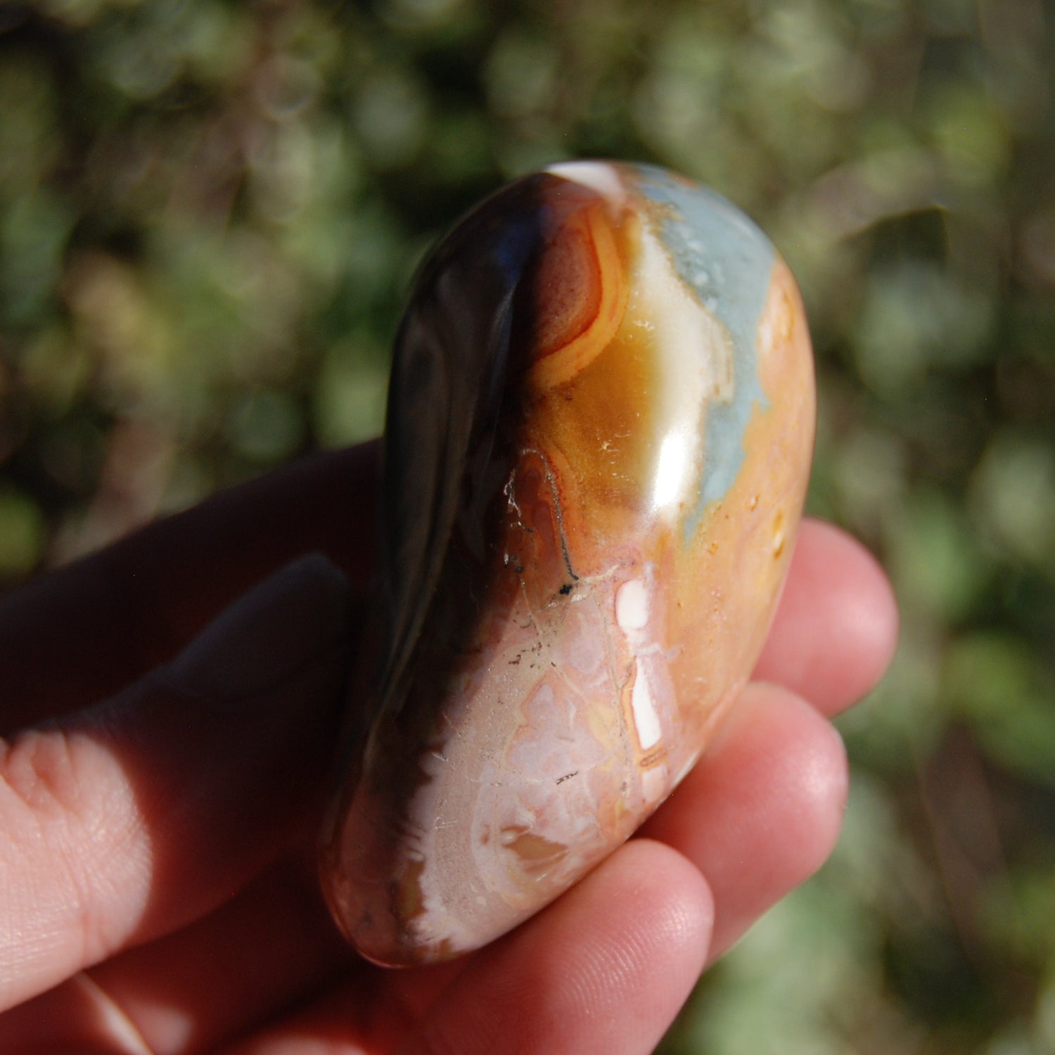 Polychrome Jasper Carved Crystal Palm Stone