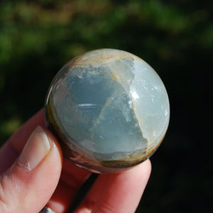 Lemurian Aquatine Calcite Crystal Sphere, Rare Blue Calcite, Argentina