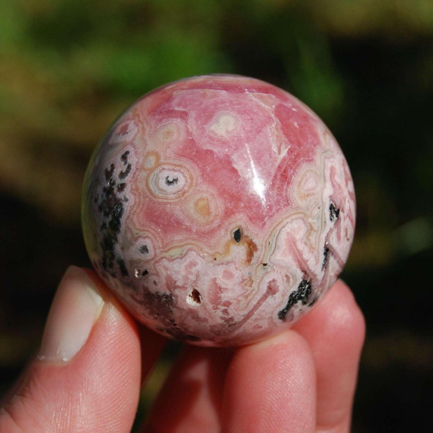 Genuine Rhodochrosite Gemstone Sphere, Pink Rhodochrosite Crystal, Argentina