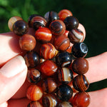 Red Sardonyx Banded Agate Crystal Bracelet, 10mm