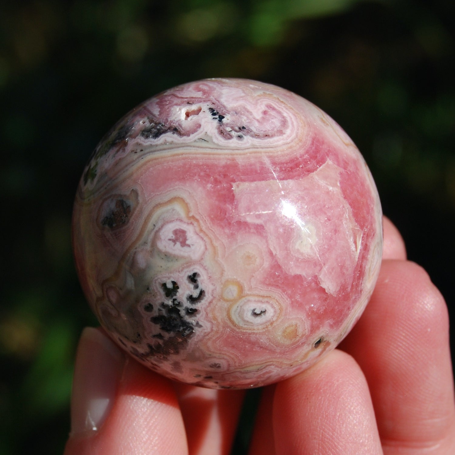 Genuine Rhodochrosite Gemstone Sphere, Pink Rhodochrosite Crystal, Argentina