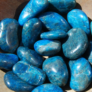 Blue Apatite Crystal Tumbled Stones Flashy
