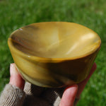 Mookaite Jasper Carved Crystal Bowl Yellow Cream Brown