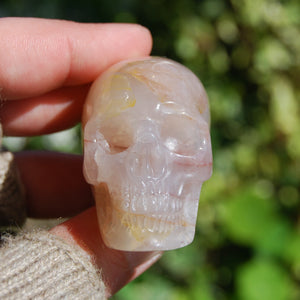 Fire Quartz Hematoid Crystal Skull Realistic Gemstone Carving