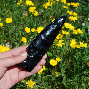 Knapped Black Obsidian Crystal Knife Blades