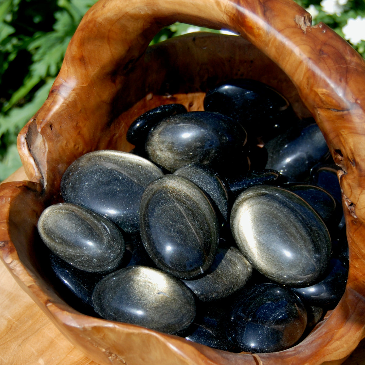 Gold Sheen Obsidian Crystal Palm Stone