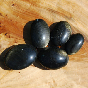 Gold Sheen Obsidian Crystal Palm Stone 
