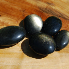 Load image into Gallery viewer, Gold Sheen Obsidian Crystal Palm Stone 
