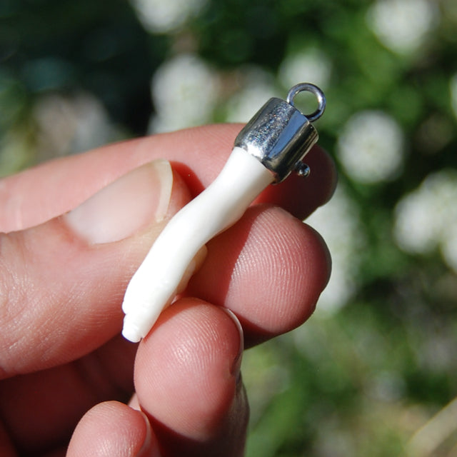 Hand Shaped Figa Pendant Good Luck Charm Antique Reproduction Hand Carved Ox Bone
