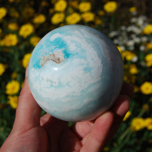 Caribbean Blue Calcite and Aragonite Crystal Sphere