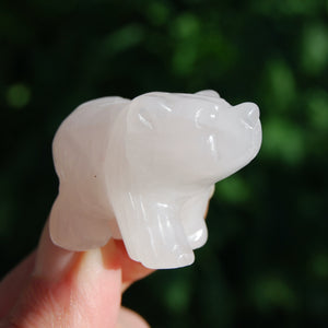 Rose Quartz Carved Crystal Bear