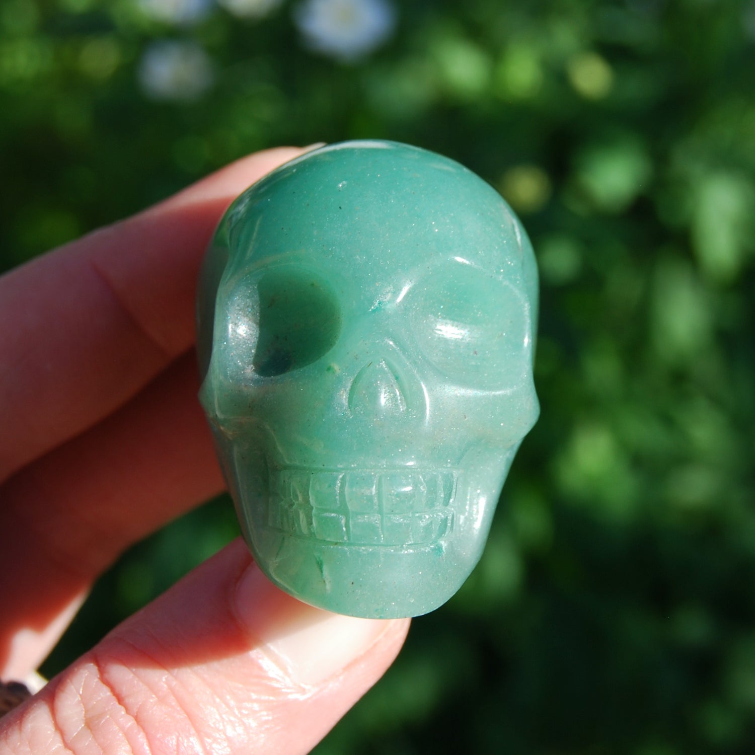Aventurine Crystal Skull, Green Aventurine Carved Crystal Skull