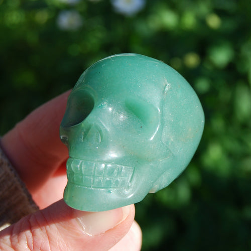 Aventurine Crystal Skull, Green Aventurine Carved Crystal Skull