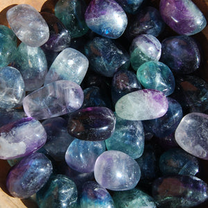 Fancy Rainbow Fluorite Crystal Tumbled Stones, Watermelon Fluorite, Blue Fluorite