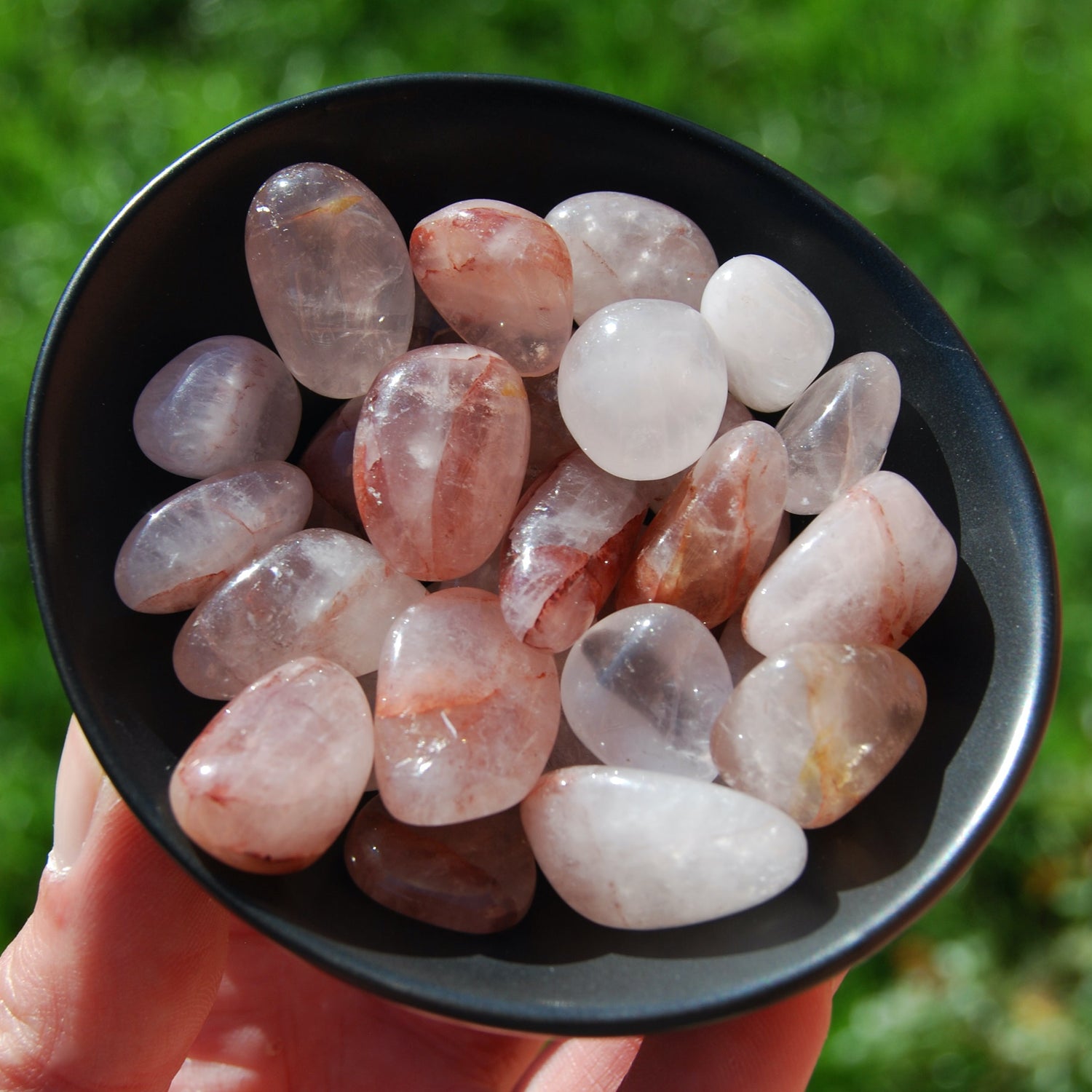 Hematoid Quartz Crystal Tumbled Stones, Natural Fire Quartz Crystals, Madagascar