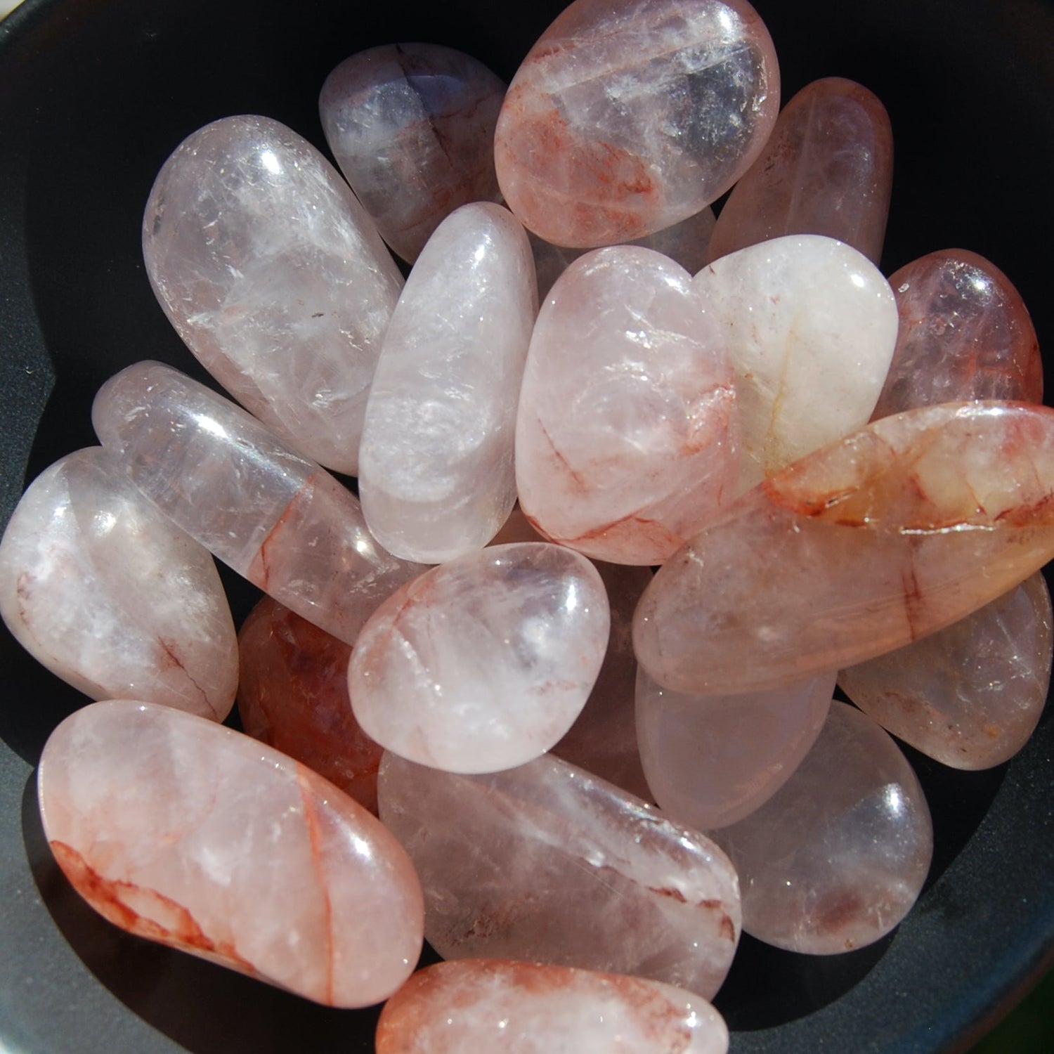 Hematoid Quartz Crystal Tumbled Stones, Natural Fire Quartz Crystals, Madagascar