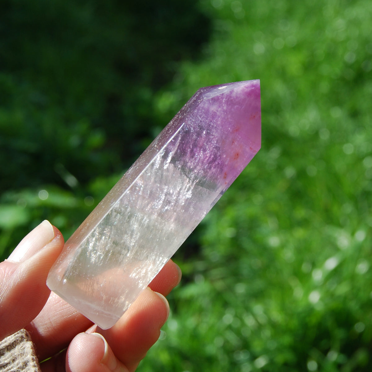 5in 211g 2024 Large Transparent Magenta Purple Fluorite Crystal Tower