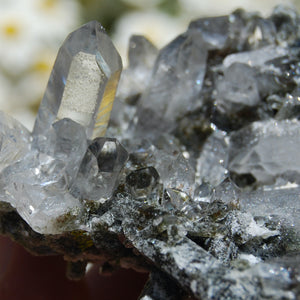 Chlorite Silver Quartz Crystal Cluster, Self Healed Twin Flame, Corinto, Brazil