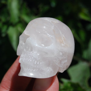 2in Gemmy Rose Quartz Crystal Skull, Realistic Carved Crystal