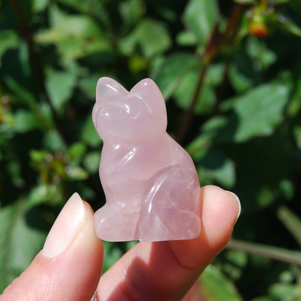 Rose Quartz Carved Crystal Cat
