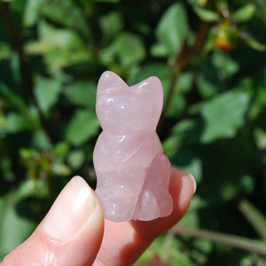 Rose Quartz Carved Crystal Cat