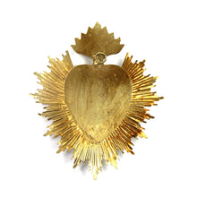 Load image into Gallery viewer, Sacred Heart Ex Voto Milagro Silver Burning Flaming Heart Locket
