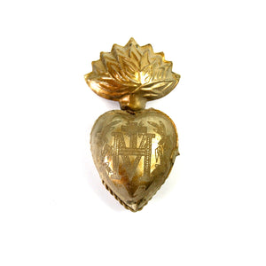 Sacred Heart Ex Voto in Antiqued Silver Milagro Locket Cachette for Prayers 3.25"