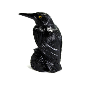 Black Onyx Raven Hand Carved Crystal Crow