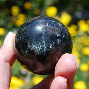 Astrophyllite and Garnet Crystal Spheres Flashy Healing Crystal Balls
