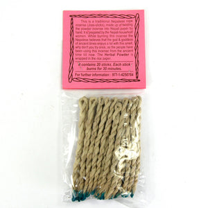 HERBAL Himalayan Rope Incense Herbal All Natural 20 Ropes Bundle with Burner Tibetan