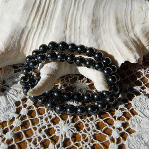 Hematite Beaded Power Bracelet 8mm Natural Gemstone Beads 