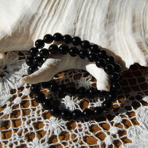 Black Obsidian Beaded Power Bracelet 8mm Natural Gemstone Beads 