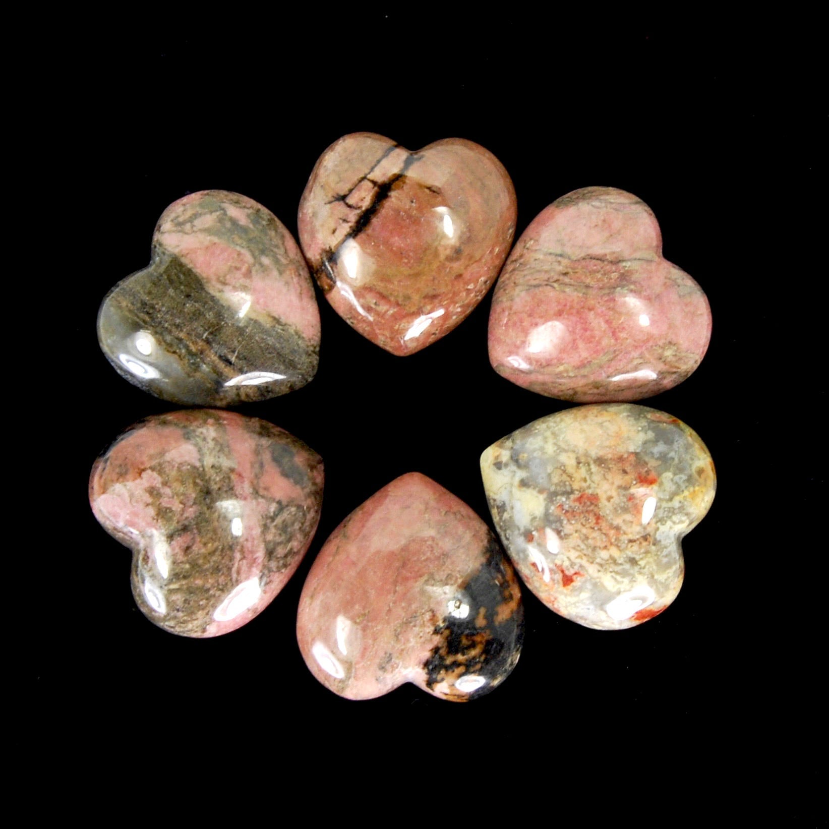 Rhodonite crystals for sale, buy Rhodonite, pink and black healing stones, love crystals, emotional healing stones, heart chakra crystals, Rhodonite jewelry, Rhodonite tumbled stones