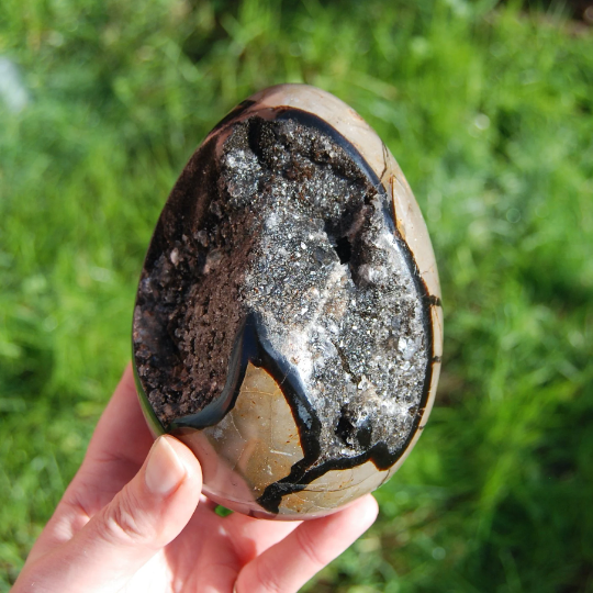 Septarian crystal Dragon Egg, Septarian crystals for sale, buy Septarian, brown and yellow healing stones, grounding crystals, emotional balance stones, spiritual growth crystals, Septarian tumbled stones, Septarian clusters