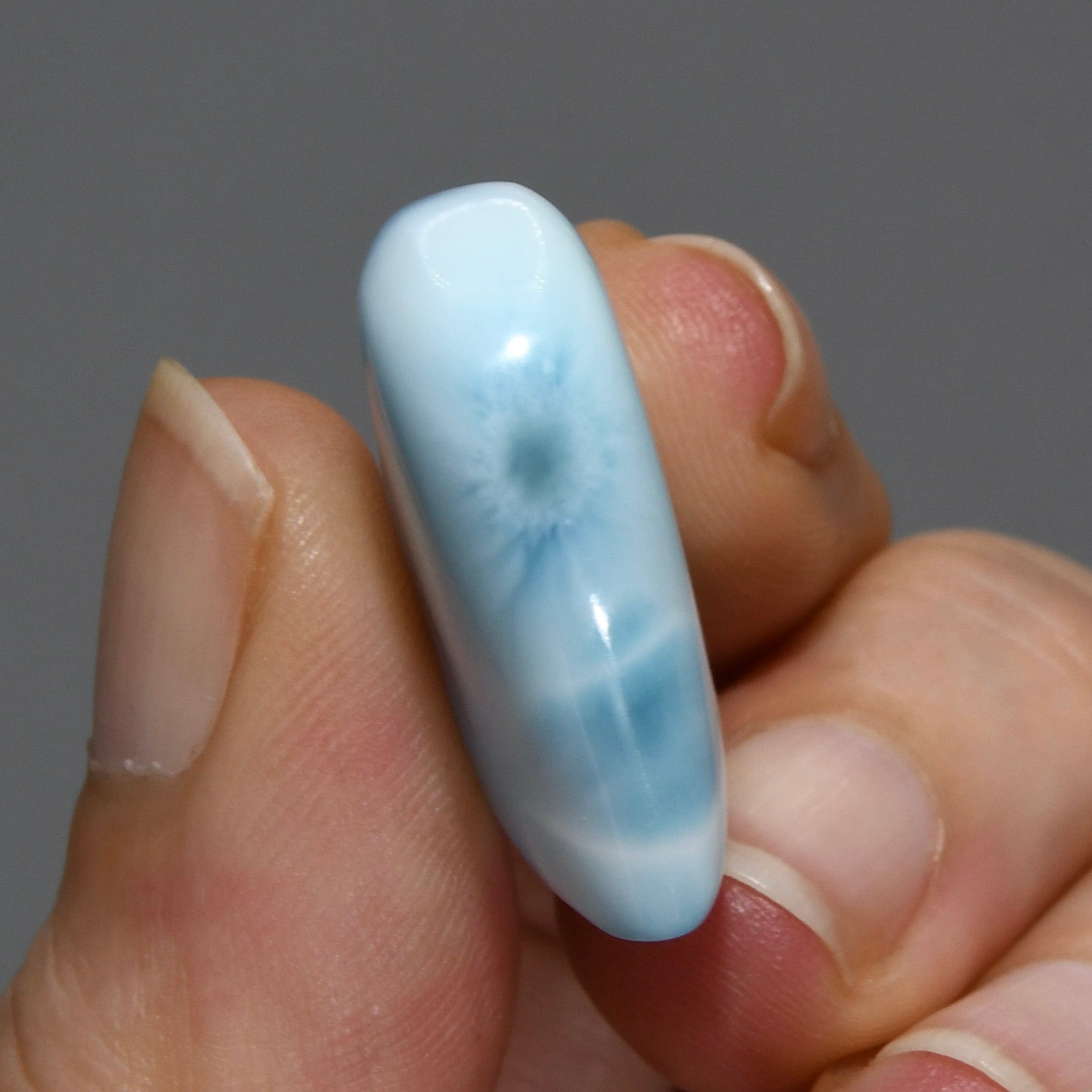 Natural Larimar Crystal Puffy Heart