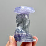 Purple Fluorite Carved Crystal Angel Sphere Stand