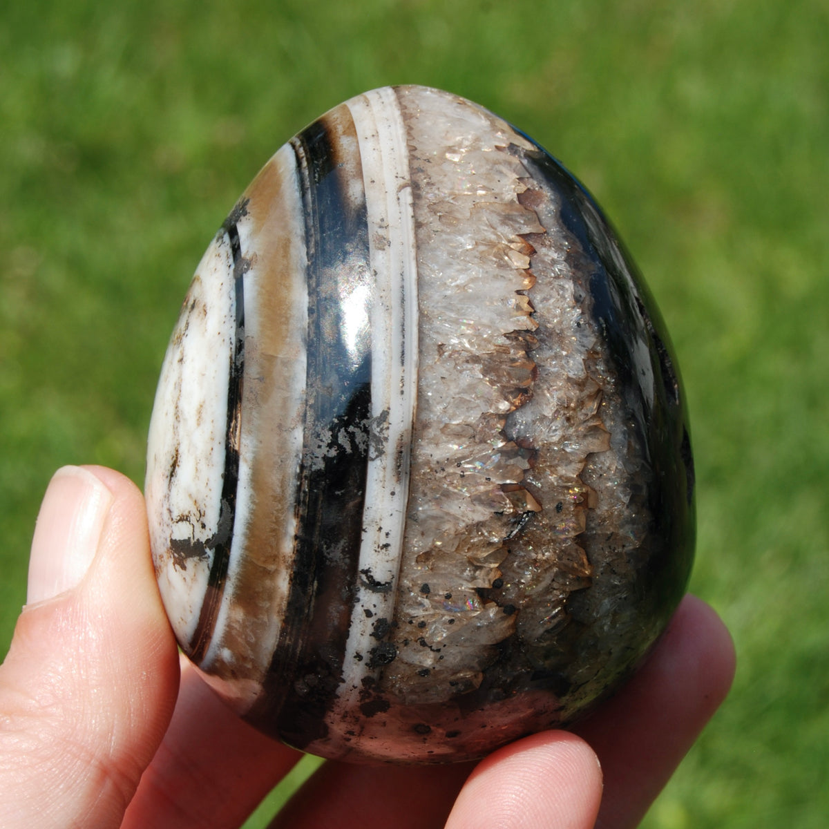 Sulemani 'Eye of Shiva' Banded Sardonyx Crystal Egg