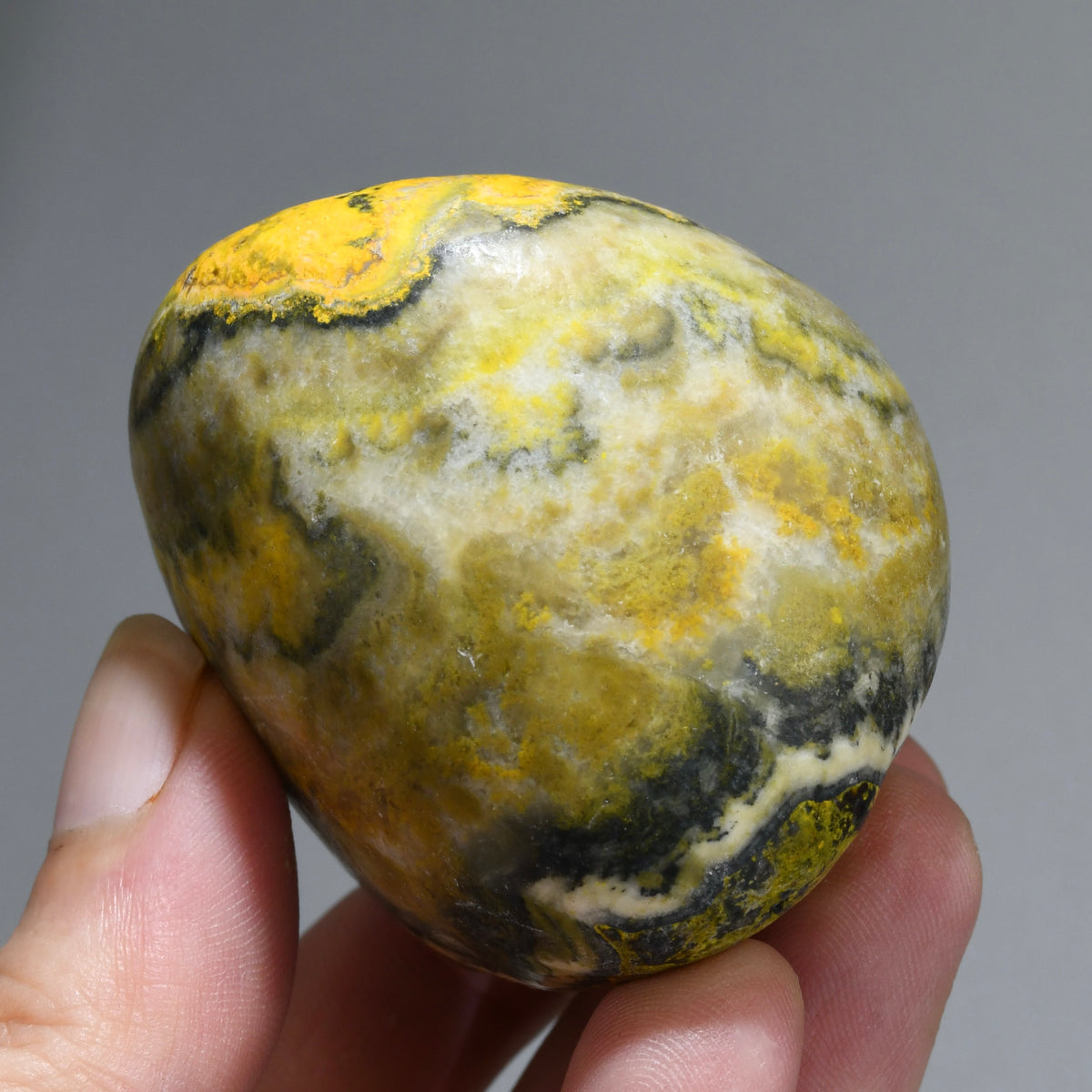Bumblebee Jasper Crystal Palm Stone, Indonesia