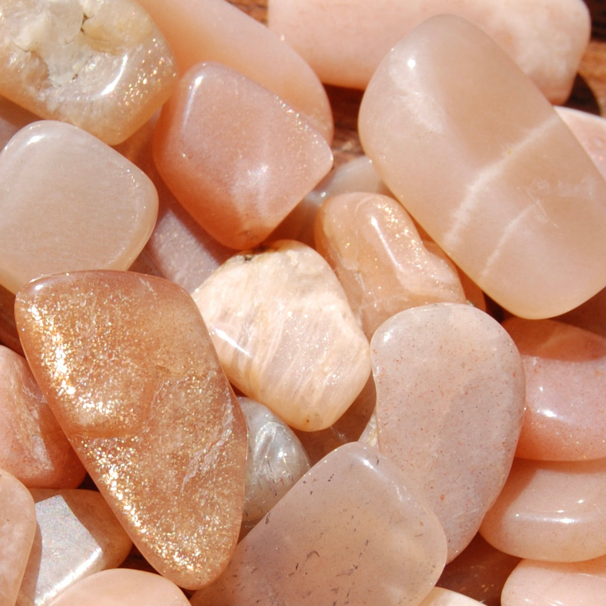 Golden Confetti Sunstone Moonstone Crystal Tumbled Stones