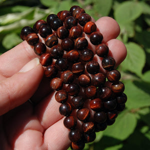 Red Tiger's Eye Crystal Beaded Bracelet