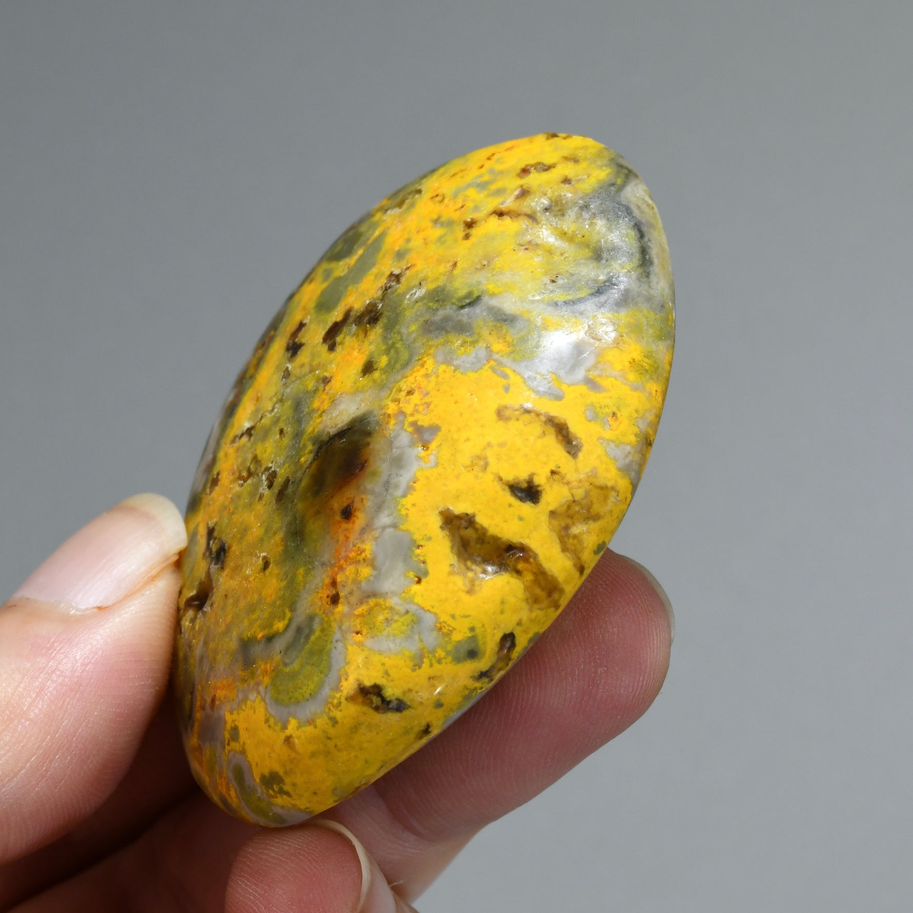 Bumblebee Jasper Crystal Palm Stone, Indonesia