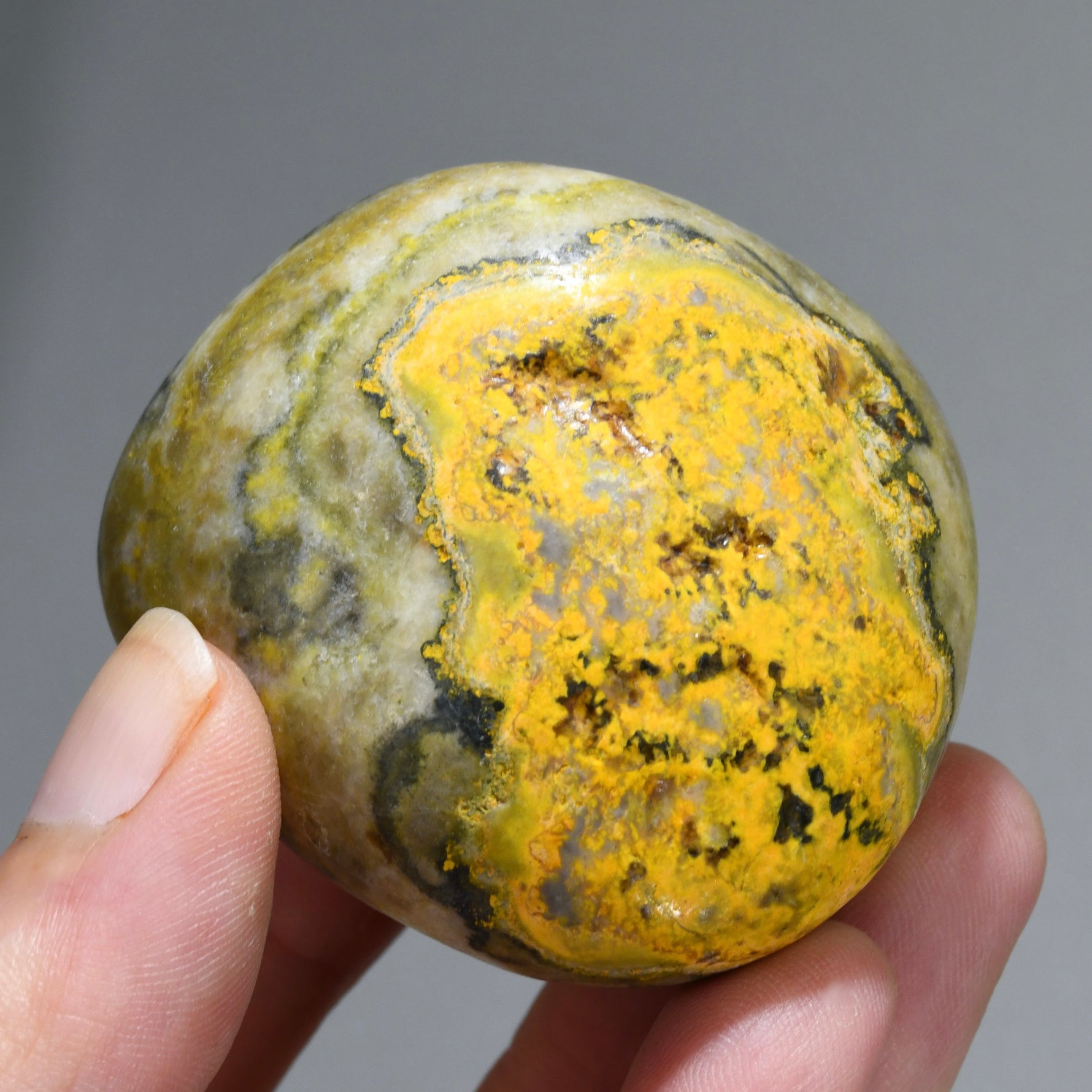 Bumblebee Jasper Crystal Palm Stone, Indonesia