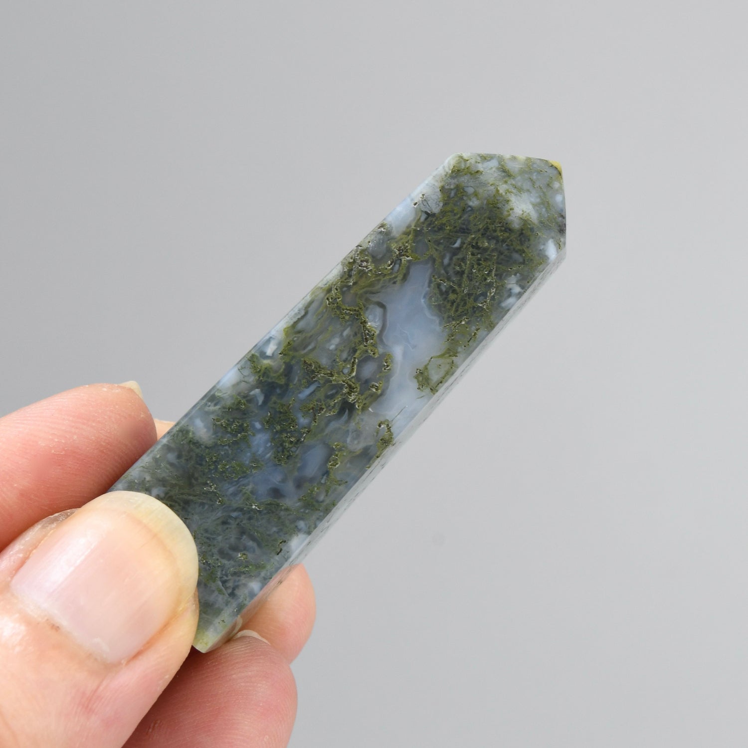Garden Agate Crystal Tower, Intricate Moss Agate