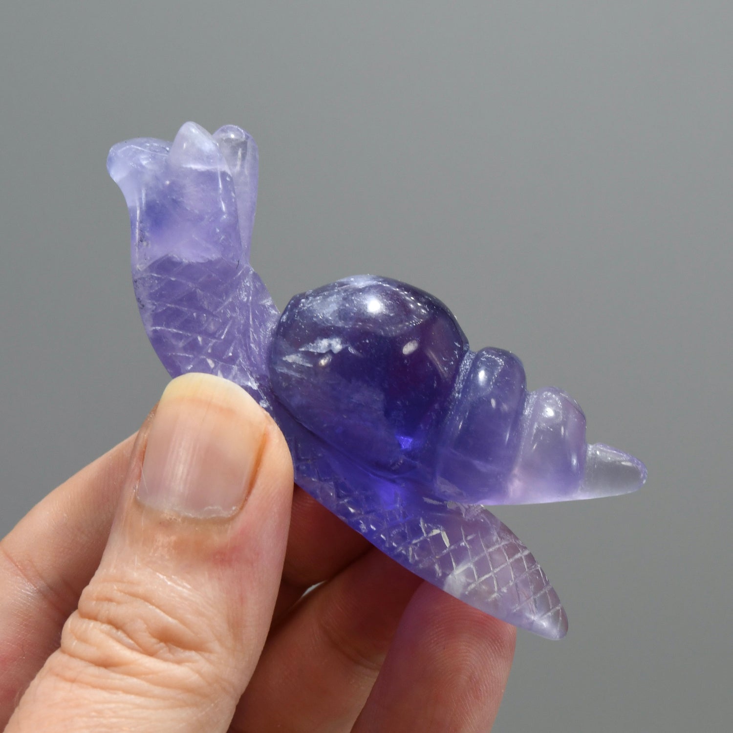 Purple Fluorite Carved Crystal Snail