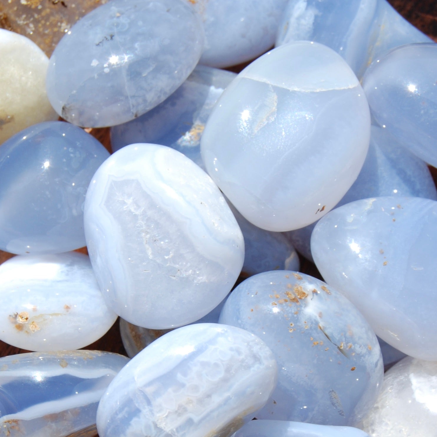 Blue Lace Agate Tumbled Stones