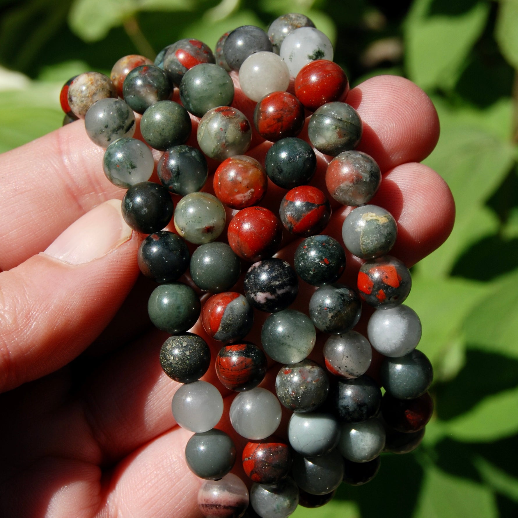 African Bloodstone Crystal Bead Bracelet