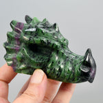 Ruby Zoisite Carved Crystal Dragon Skull