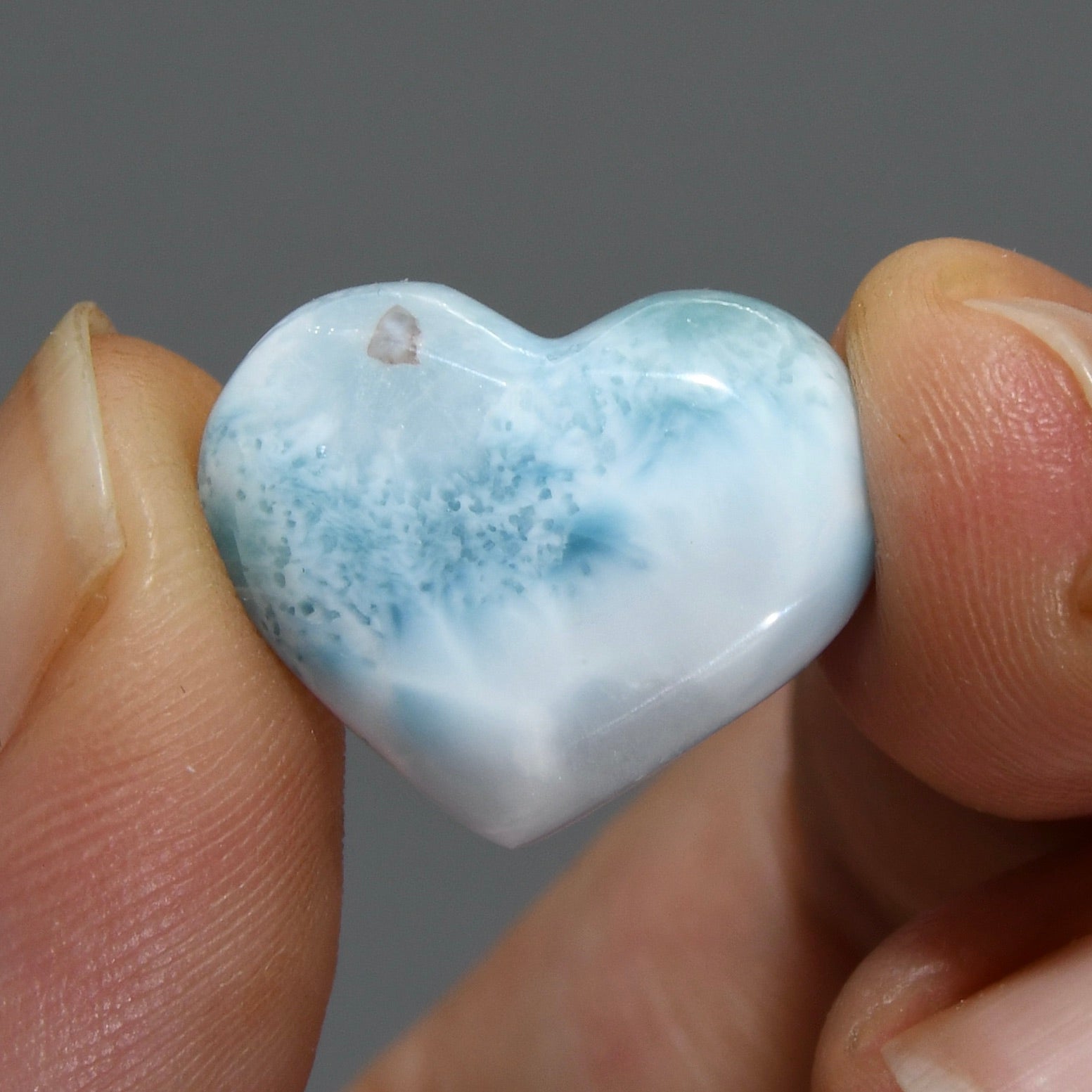 Natural Larimar Crystal Puffy Heart
