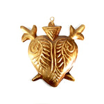 Sacred Heart ex voto milagro ornament 5.5in featuring flaming heart pierced by two swords, religious folk art